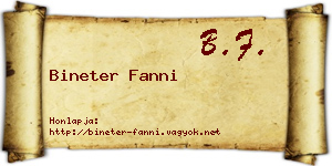 Bineter Fanni névjegykártya